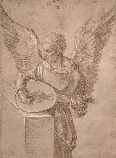 Angel Playing a Lute by Albrecht Dürer